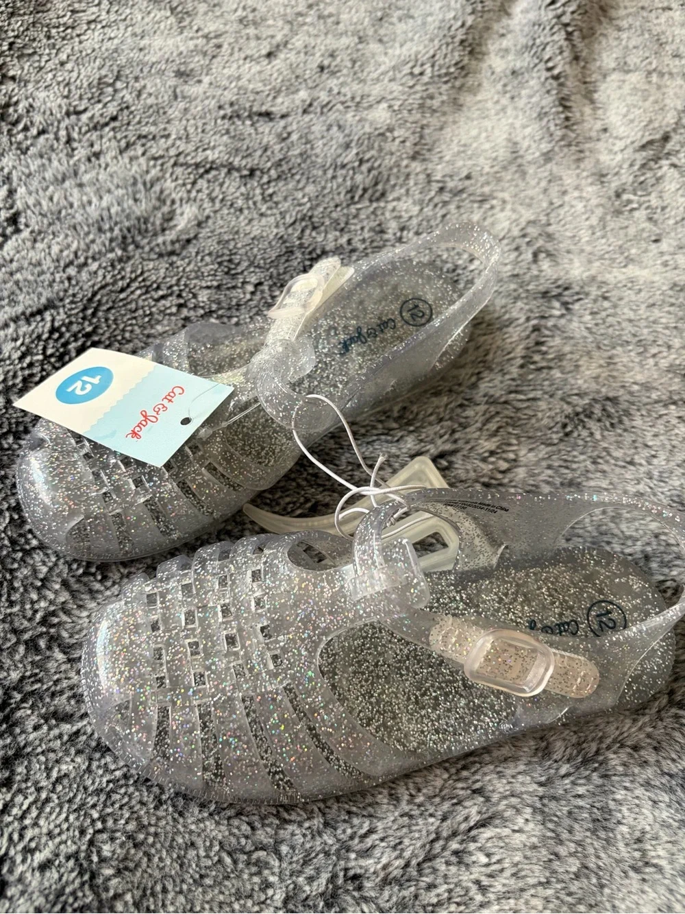 Cat & Jack Girls' Silver Glitter Jelly Sandals